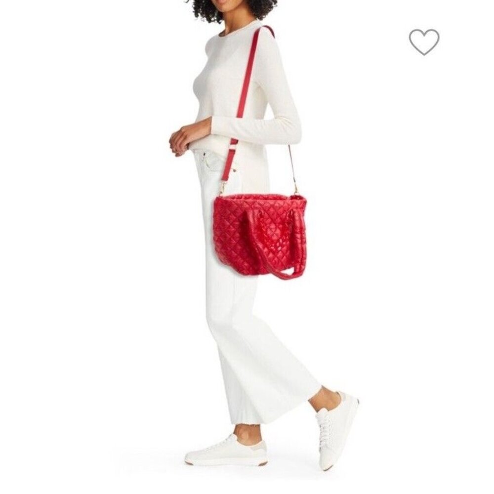 Jill & Ally Quilted Nylon Tote Bag Red NWT
